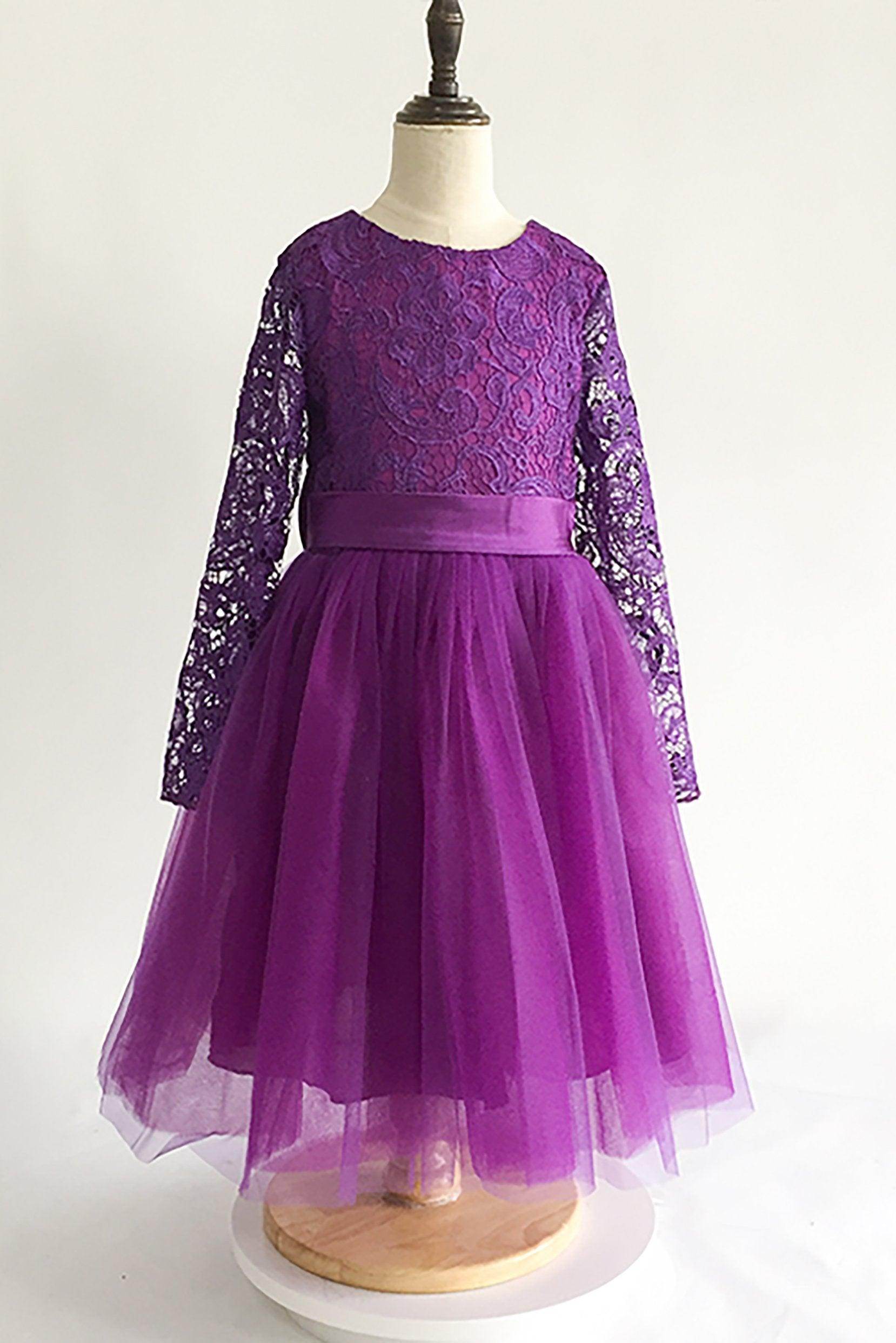 A-Line Floor Length Tulle Lace Flower Girl Dress CF0310 - COCOMELODY